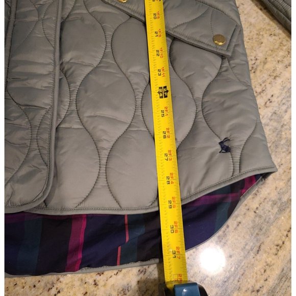 New! Joules Women US4 UK8 Rosedale Gray Quilted Jacket Plaid Lined Corduroy Trim - Picture 5 of 16